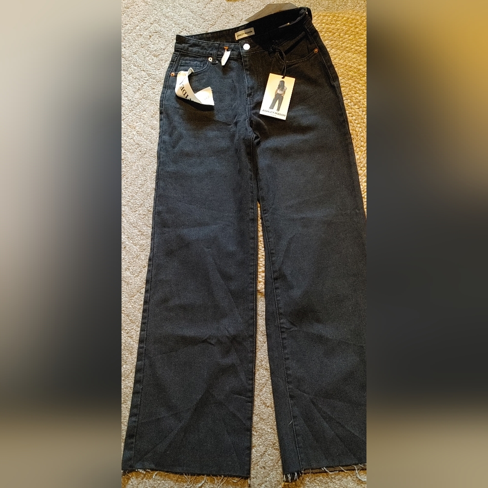 Ashley Mason'90s wide leg black denim Sz 27 Waist NWT